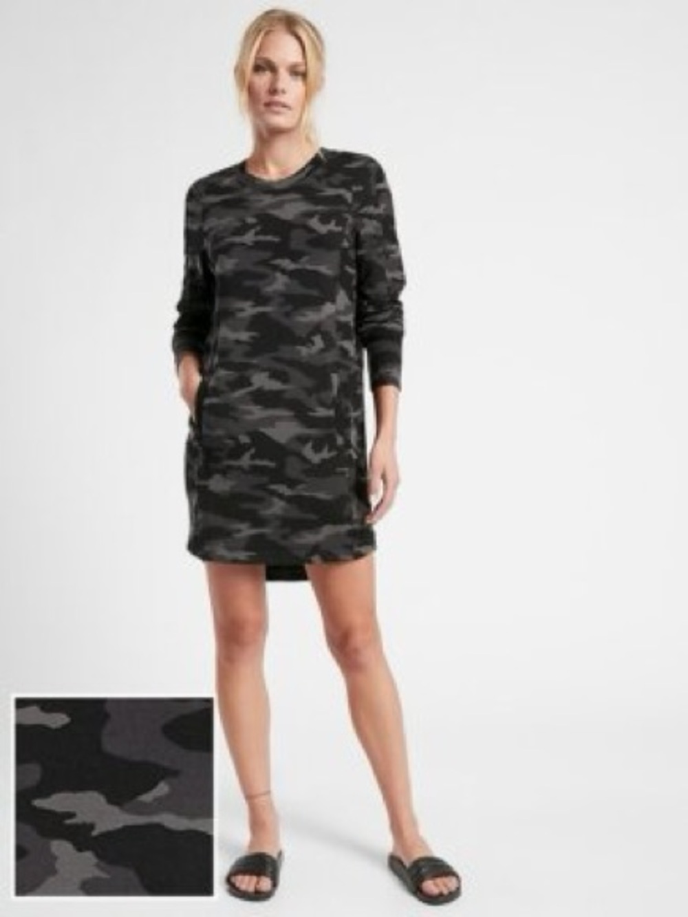 Athleta Balance Printed Dress Camo Sweatshirt Tunic Size S/T